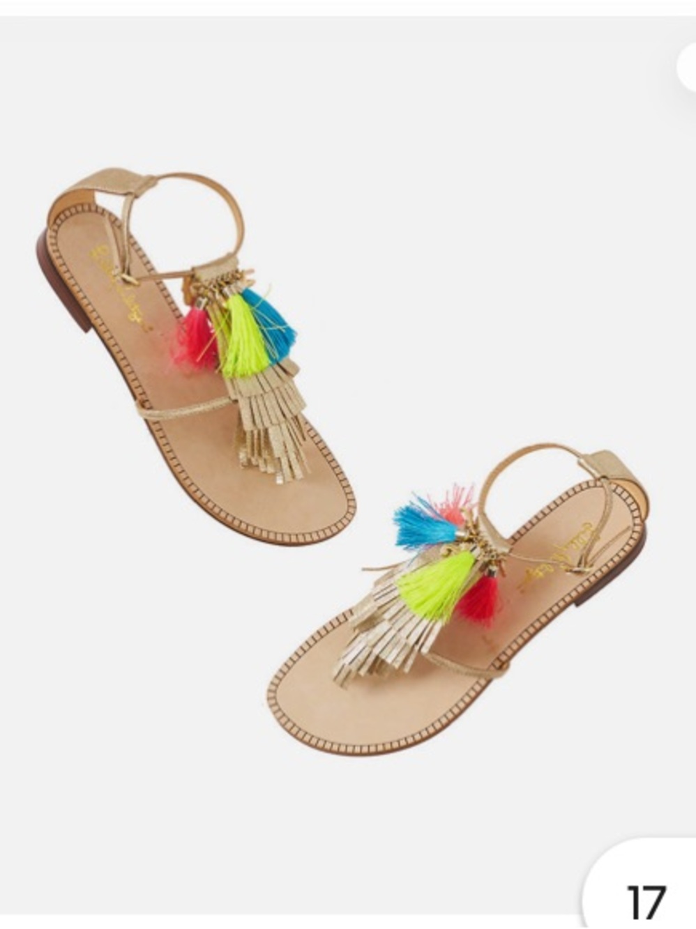 Lilly Pulitzer Gold Sandals with Neon Tassels - Picture 2 of 9